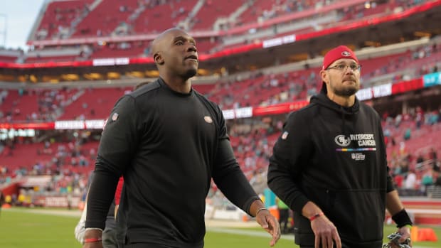 San Francisco 49ers defensive coordinator DeMeco Ryans after the game against the Miami Dolphins at Levi's Stadium.